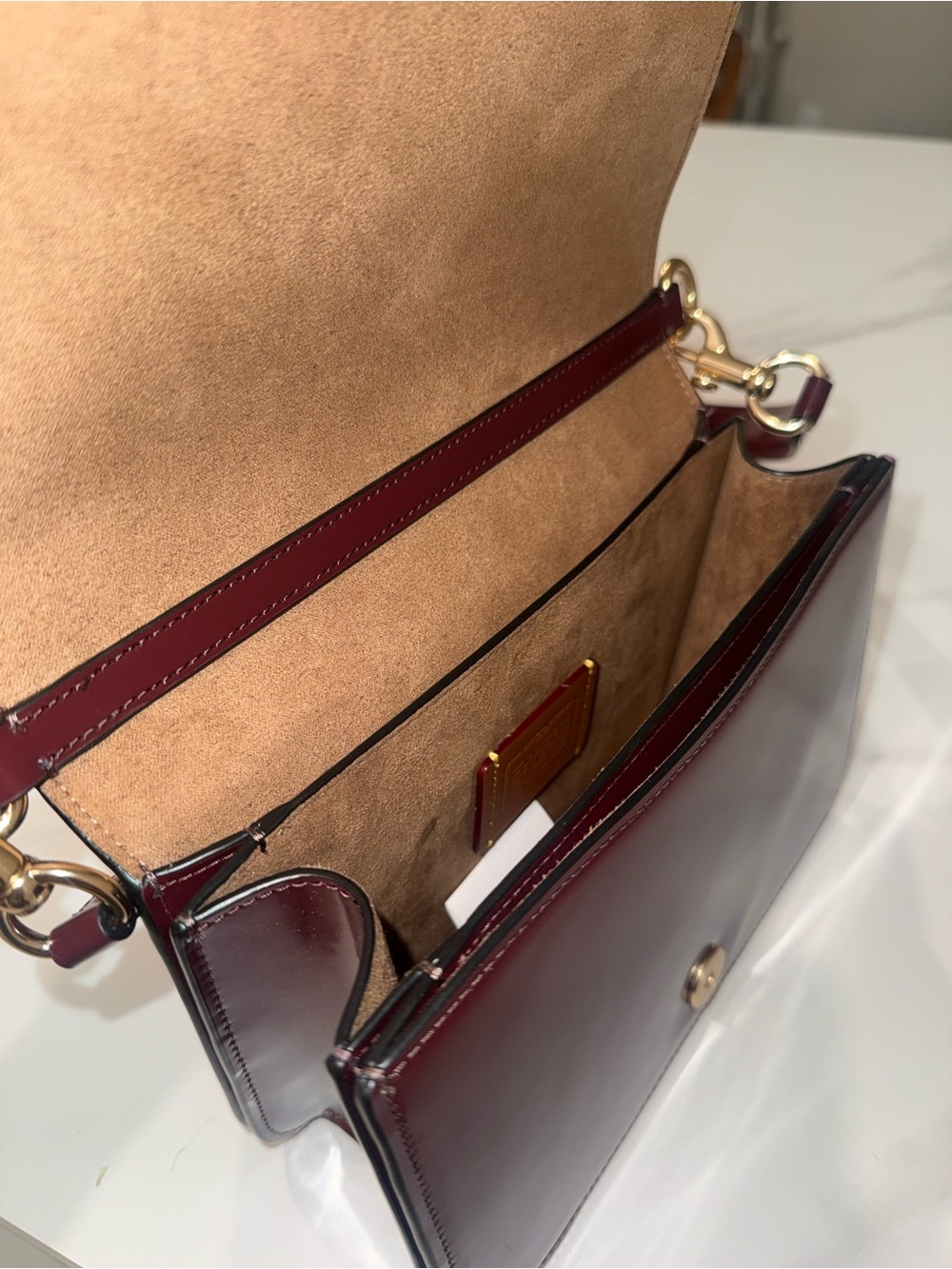 Coach Quinn Burgundy Leather Crossbody with Gold Hardware - Picture 3 of 4